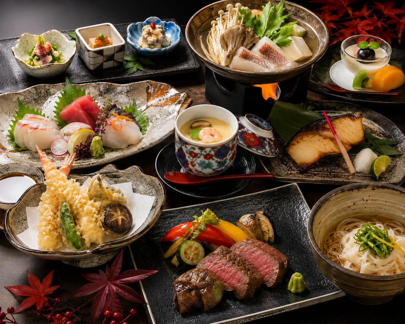 【接待・記念日におすすめ】彩り豊かな旬の味覚を、特別な日に。「撫子コース」6,600円<全9品>