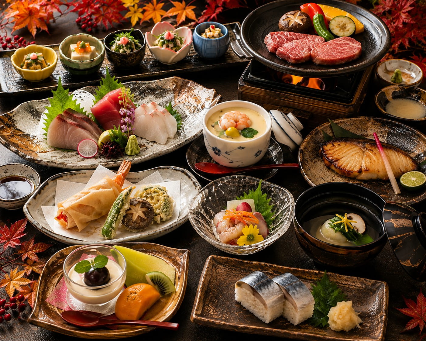 【特別コース】旬の恵みとこだわりの美味を味わう。「山笑コース」8,800円<全9品>